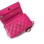 22P Pink Caviar Quilted Wallet on Chain Light Gold Hardware - Image 18
