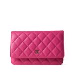 22P Pink Caviar Quilted Wallet on Chain Light Gold Hardware - Image 25