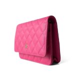 22P Pink Caviar Quilted Wallet on Chain Light Gold Hardware - Image 12