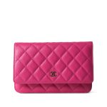 22P Pink Caviar Quilted Wallet on Chain Light Gold Hardware - Image 8