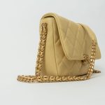 22P Shiny Yellow Caviar Quilted Small Chain Melody Flap - Image 4