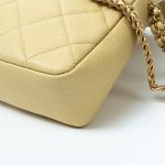 22P Shiny Yellow Caviar Quilted Small Chain Melody Flap - Image 10