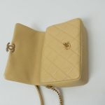 22P Shiny Yellow Caviar Quilted Small Chain Melody Flap - Image 6