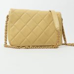 22P Shiny Yellow Caviar Quilted Small Chain Melody Flap