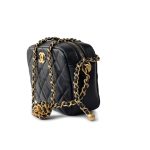 22S Black Lambskin Quilted Camera Case Aged Gold Hardware / Gold Interior - Image 9