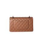 22S Caramel Lambskin Quilted Medium Classic Flap Light Gold Hardware - Image 2