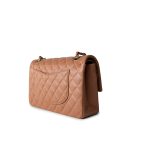 22S Caramel Lambskin Quilted Medium Classic Flap Light Gold Hardware - Image 3