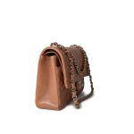 22S Caramel Lambskin Quilted Medium Classic Flap Light Gold Hardware - Image 4