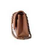 22S Caramel Lambskin Quilted Medium Classic Flap Light Gold Hardware - Image 7
