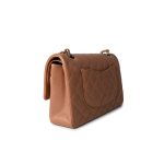 22S Caramel Lambskin Quilted Medium Classic Flap Light Gold Hardware - Image 16