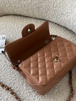 22S Caramel Mini Rectangular Lambskin Quilted LGHW - Image 7