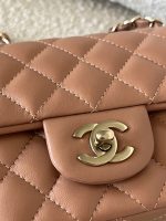 22S Caramel Mini Rectangular Lambskin Quilted LGHW - Image 9