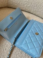 22S Light Blue Caviar Quilted Wallet On Chain (WOC) - Image 11