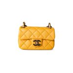 23A Mini Yellow Lambskin Quilted and Weng Wood Flap Bag - Image 2