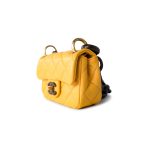 23A Mini Yellow Lambskin Quilted and Weng Wood Flap Bag - Image 3