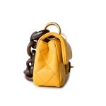 23A Mini Yellow Lambskin Quilted and Weng Wood Flap Bag - Image 4