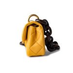 23A Mini Yellow Lambskin Quilted and Weng Wood Flap Bag - Image 5