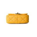 23A Mini Yellow Lambskin Quilted and Weng Wood Flap Bag - Image 6