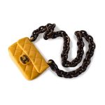 23A Mini Yellow Lambskin Quilted and Weng Wood Flap Bag - Image 11