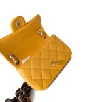 23A Mini Yellow Lambskin Quilted and Weng Wood Flap Bag - Image 13