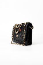 23C Black Lambskin Quilted Cruise Heart Wallet on Chain (WOC) LGHW - Image 2