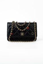 23C Black Lambskin Quilted Cruise Heart Wallet on Chain (WOC) LGHW - Image 8