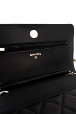23C Black Lambskin Quilted Cruise Heart Wallet on Chain (WOC) LGHW - Image 7