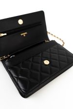 23C Black Lambskin Quilted Cruise Heart Wallet on Chain (WOC) LGHW - Image 9