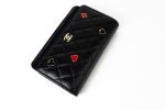 23C Black Lambskin Quilted Cruise Heart Wallet on Chain (WOC) LGHW - Image 15