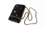 23C Black Lambskin Quilted Cruise Heart Wallet on Chain (WOC) LGHW - Image 4