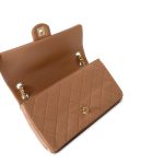 23P Caramel Quilted Chanel Chain Single Flap Bag Antique Gold Hardware - Image 5