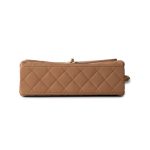 23P Caramel Quilted Chanel Chain Single Flap Bag Antique Gold Hardware - Image 8