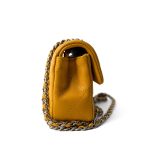 Autumn Yellow Lambskin Quilted Extra Mini Rectangular Flap Silver Hardware - Image 6