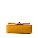 Autumn Yellow Lambskin Quilted Extra Mini Rectangular Flap Silver Hardware - Image 7