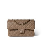 22A Dark Beige Caviar Quilted Classic Flap Small Light Gold Hardware - Image 14