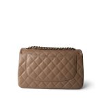 22A Dark Beige Caviar Quilted Jumbo Classic Flap Light Gold Hardware - Image 5