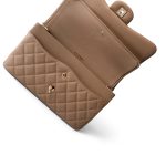 22A Dark Beige Caviar Quilted Jumbo Classic Flap Light Gold Hardware - Image 14
