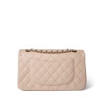 22C Beige Caviar Quilted Medium Classic Flap Light Gold Hardware - Image 7