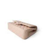 22C Beige Caviar Quilted Medium Classic Flap Light Gold Hardware - Image 8