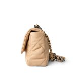 22C Beige Clair Lambskin Quilted 19 Flap Small Mixed Hardware - Image 10