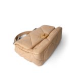 22C Beige Clair Lambskin Quilted 19 Flap Small Mixed Hardware - Image 6