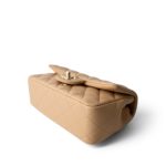 22C Beige Lambskin Quilted Mini Rectangular Quilted Flap Bag - Image 4