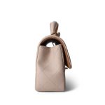 22C Light Beige / Beige Lambskin Quilted Mini Top Handle Light Gold Hardware - Image 4