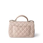 22C Light Beige / Beige Lambskin Quilted Mini Top Handle Light Gold Hardware - Image 3