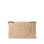 Beige Clair Caviar Quilted Classic Flap Medium Gold Hardware - Image 5