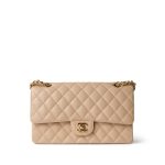Beige Clair Caviar Quilted Classic Flap Medium Gold Hardware - Image 2
