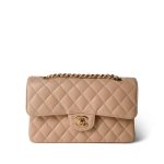 Beige Clair Caviar Quilted Classic Flap Small Gold Hardware - Image 2