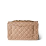 Beige Clair Caviar Quilted Classic Flap Small Gold Hardware - Image 6