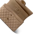 Beige Clair Lambskin Quilted Classic Flap Medium Gold Hardware - Image 12