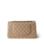 Beige Clair Lambskin Quilted Classic Flap Medium Gold Hardware - Image 4